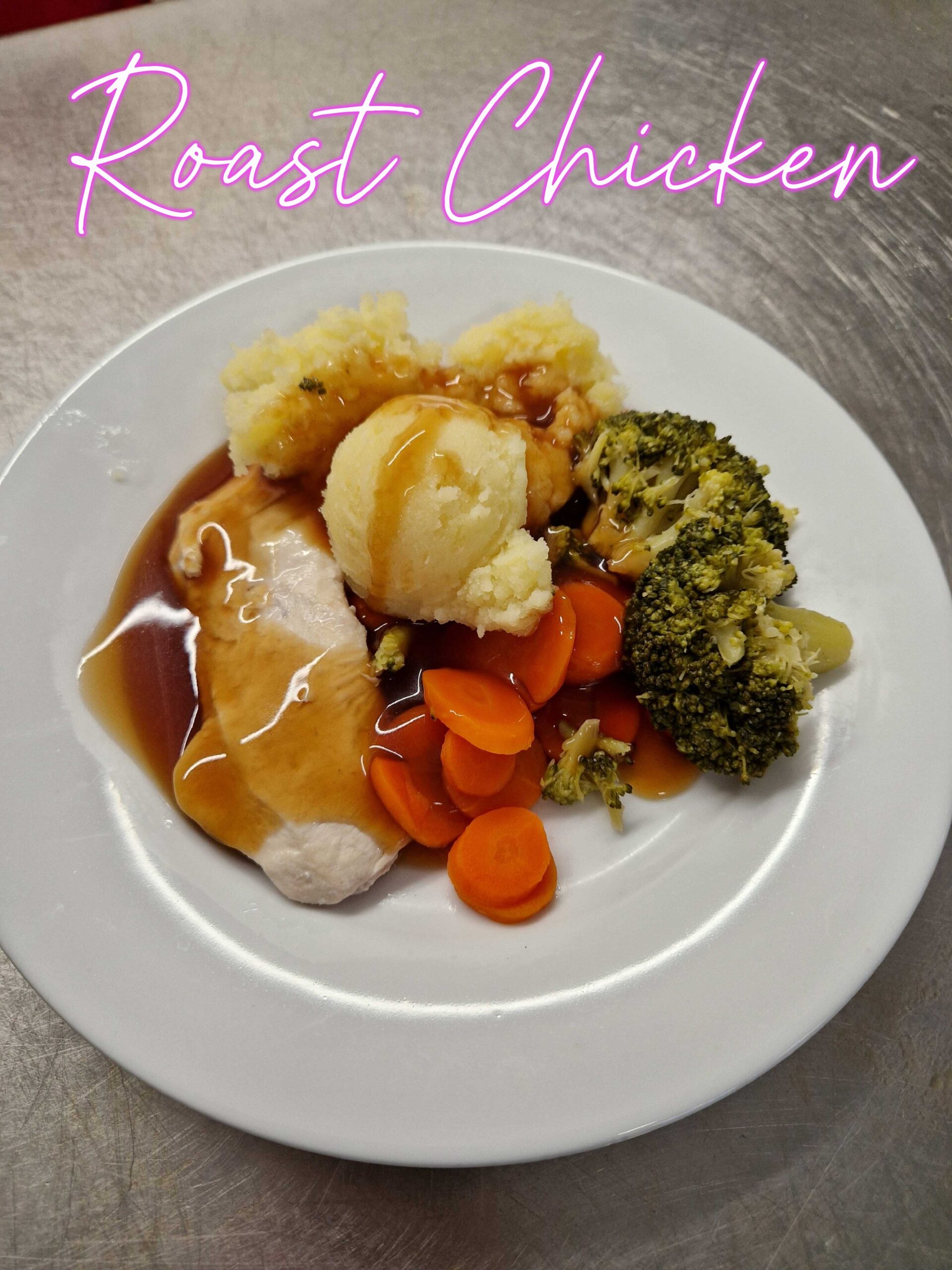 Roast Chicken, Mash, Seasonal Vegetables & Gravy